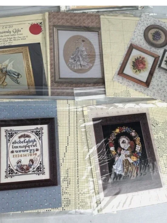 Lavender & Lace Lot Of 15 Cross Stitch Patterns Vtg Marilyn Leavitt Imblum
